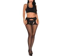 Adove Collants à bretelles pour femme, taille haute, jarretelles, collants à motifs, collants résille cuisse haute, Taille unique