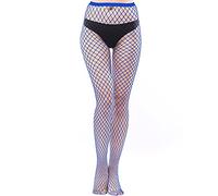 Adove Collants en résille colorée pour femme Taille haute, Bleu-L, taille unique