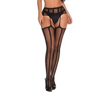Adove Collants porte-jarretelles taille haute pour femme, Noir-6057, taille unique