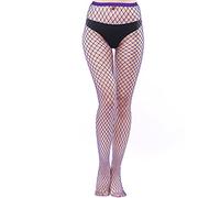 Adove Collants résille colorés pour femme Taille haute Sexy Élastique Bas résille, Violet foncé - L, Taille unique
