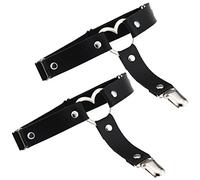 Adove Jarretière réglable en cuir pour femme avec clips Style punk gothique, 2p noir en forme de cœur, taille unique