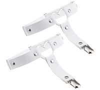 Adove Jarretière réglable en cuir pour femme en forme de cœur avec clips Style punk gothique, 2 pièces en forme de cœur blanc, taille unique