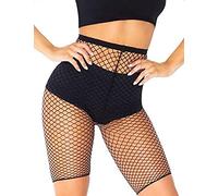 Adove Short de motard en résille élastique taille haute en maille pour femme