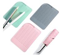 AdOvz Lot de 3 grands tapis professionnels en silicone résistant à la chaleur pour tous les fers à cheveux, fer à friser, fer à lisser, fer plat et outils de coiffure