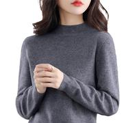 ADovz Pull en tricot 100 % cachemire à manches longues et col rond doux et chaud pour femme, gris foncé, XL