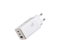 Ładowarka sieciowa USB-C USB-A GaN 65W z kablem USB-C 100W 1.2m - biała