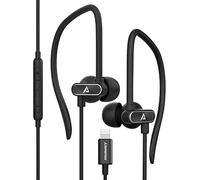 ADPROTECH Écouteurs Lightning pour iPhone avec Crochet auriculaire - Écouteurs de Sport pour iPhone 14 13 12 11 Pro Max iPhone X XS Max XR Certifié MFi avec Micro - Noir