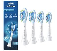 ADQ Softcare Lot de 4 têtes de brosse à dents électrique de rechange compatibles avec Philips Sonicare C3, puce intelligente intégrée pour synchronisation automatique et rappel, lot de 4 (1 an
