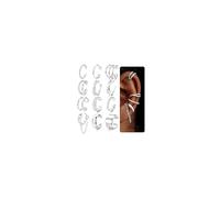 Adramata 12Pcs Ear Cuff Faux Piercing Oreille Manchettes d'Oreille pour Femme Hypoallergénique Clips Oreilles Non Percées Réglables Boucle Oreille Sans Trou pour Cartilage Helix Plaqué Or/Argent