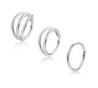 Adramata 18G Septum Anneau Clicker Daith Boucles D'oreilles En Acier Chirurgical 316L Triple Nez Anneau Piercing Hoop Conch Rook Helix Tragus Piercing Bijoux pour Femmes Argent Or Tone 8mm 10mm