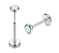 Adramata 2Pcs G23 Titane Labret Lèvre Sans Fil Medusa Monroe CZ Opale Oreille 16G 20G Nez Argent Helix Tragus Piercing