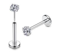 Adramata 2Pcs G23 Titane Labret Lèvre Sans Fil Medusa Monroe CZ Opale Oreille 16G 20G Nez Argent Helix Tragus Piercing
