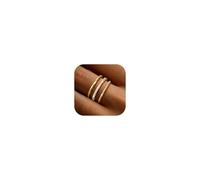 Adramata 3Pcs Bague Femme Or Remplies d'or 14 Carats Pouce Bague Empilables Bague Mince Alliance Femme Minimaliste Knuckle Bagues de Déclaration de Doigt Boho Bague Femme Or Bijoux Femme Or