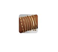 Adramata 7 Chaînes Bracelets Réglables Plaqué Or 14K et Argent - Bracelets Empilables Fantaisie pour Femme