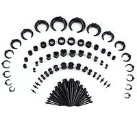 Adramata 80Pièces 14G-00G Ecarteur Oreilles Acrylique Boucle Clou d'oreille Tunnel Conique Cônes Et Bouchons en Tunnels en Silicone Jauges d'oreille Expander Kit De Piercing pour Femme Homme