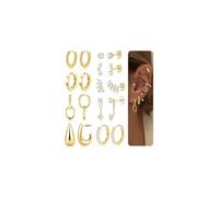 Adramata 9 Pairs Boucles d'Oreilles Femme Plaquées Or 14K Creoles Or Argent Boucles d'Oreilles Clous Boucles d'Oreilles Pendantes Cartilage Helix Piercing Petites Boucles d'Oreilles Femme Or Argent