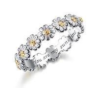 Adramata Bague en Argent 925 Marguerite You Are My Sunshine - Fantaisie Fleur de Pouce pour Femme et Fille - Cadeaux