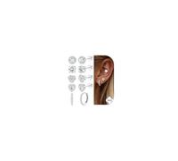 Adramata Boucle d'Oreille Argent 925 Femme Homme Boucles d'Oreilles Diamant Simulé Brillant Boucles d'Oreilles en Zircon Cubique Grandes Creoles Plaquées Or 14K Boucle d'Oreille Femme Argent/Or