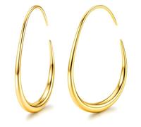 Adramata Boucles d'oreille Acier Inoxydable Creoles Or Femme | Creole Boucles d'Oreilles Creoles en Forme de Larme, Hypoallergénique Boucles d'Oreilles,25/30/35/40MM,Or/Argent/Or Rose