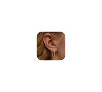Adramata Boucles d'Oreilles Argent 925 pour Femme Plaquée Or 14 Carats Dangle Chaîne Boucles d'oreilles, Double Creoles Or/Argent pour Plusieurs Piercings Oreille Helix Tragus Piercing Bijoux,G1