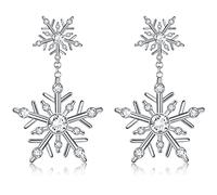 Adramata Boucles d'Oreilles de Noël pour Femme Boucles d'Oreilles Poste Argent Sterling 925 Boucle d'Oreille Flocon de Neige CZ Noël Boucles d'Oreilles Pendantes Bijoux de Noël Cadeau de Noël
