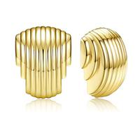 Adramata Boucles d'oreilles Femme, 18K Or Boucles d'oreilles Ailes, Boucles d'oreilles grosses coquilles Hypoallergénique Boucles d'oreilles Femme Or/Argent, Bijoux Cadeau pour Femme Fille,G2