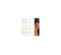Adramata Boucles d'Oreilles Femme Acier Inoxydable Piercing Oreille Sans Fil Piercing Helix Boucles d'Oreilles Creoles Plaqué Or/Argent Piercings Nez Labret Conch Daith Cartilage Piercings Tragus