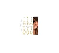 Adramata Piercing Oreille Acier Inoxydable Boucles d'Oreilles Femme Sans Fil Piercing Helix Or Argent Boucles d'Oreilles Creoles Piercings Nez Labret Conch Daith Cartilage Piercings Tragus