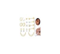 Adramata Piercing Oreille Acier Inoxydable Boucles d'Oreilles Femme Sans Fil Piercing Tragus Boucles d'Oreilles Creoles avec Breloques Piercings Nez Labret Conch Daith Cartilage Piercings