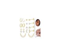Adramata Piercing Oreille Acier Inoxydable Boucles d'Oreilles Femme Sans Fil Piercing Tragus Boucles d'Oreilles Creoles avec Breloques Piercings Nez Labret Conch Daith Cartilage Piercings