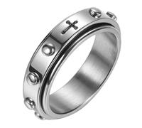 Adreamz Bague rotative de 6 mm pour soulager l'anxiété, bague rotative avec perles anti-soucis, pour homme et femme, métal non précieux, sans pierres précieuses