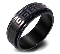 Adreamz Bague tournante en acier inoxydable brossé pour homme et femme, 8 mm, pour soulager l'anxiété, clé grecque, runes viking, centre d'engrenage, bague de mariage confortable, Métal, Aucune pierre