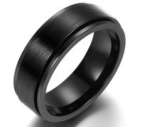 Adreamz Bague tournante en acier inoxydable brossé pour homme et femme, 8 mm, pour soulager l'anxiété, clé grecque, runes viking, centre d'engrenage, bague de mariage confortable, Métal, Aucune pierre