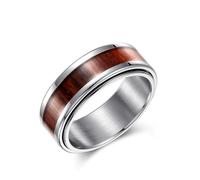 Adreamz Bague tournante en fibre de carbone noire / bleue / argent de 8 mm - Bague en fibre de carbone anti-anxiété - Alliance en acier inoxydable poli - Ajustement confortable, Métal, Aucune pierre