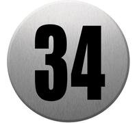 Adresse Postale Numéro 34 (Gris Brossé 10x10cm) - Sticker/Autocollant