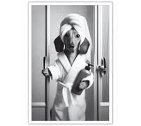 ADRHGCY Impression sur toile avec motif teckel mignon et amusant - Décoration murale pour salle de bain, maison, chambre à coucher, dortoir - 30,5 x 40,6 cm - Sans cadre