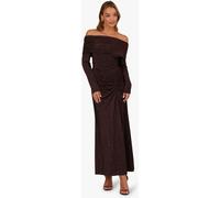 Adrianna Papell Adrianna By Adrianna Papell Brown Brown Metallic Knit Long Dress Brown EU 38 (UK 10)
