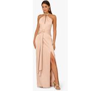 Adrianna Papell Adrianna By Adrianna Papell Gold Gold Stretch Satin Long Dress Gold EU 40 (UK 12)