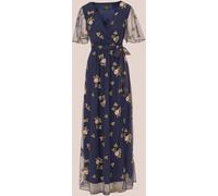 Adrianna Papell Adrianna Papell Blue Embroidered Flutter Dress Blue XL (EU 48-50)