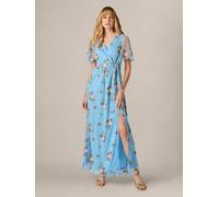 Adrianna Papell Adrianna Papell Blue Embroidered Flutter Dress Blue XL (EU 48-50)