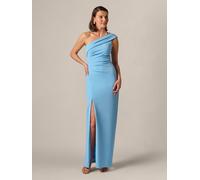 Adrianna Papell Adrianna Papell Blue One Shoulder Crepe Gown Blue EU 42 (UK 14)