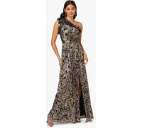 Adrianna Papell Adrianna Papell Blue One Shoulder Crinkle Gown Blue EU 40 (UK 12)