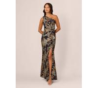 Adrianna Papell Adrianna Papell Blue One Shoulder Jacquard Dress Blue 38