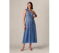 Adrianna Papell Adrianna Papell Blue Petite One Shoulder Bead Dress Blue EU 44 (UK 16)