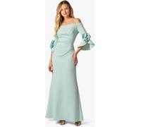 Adrianna Papell Adrianna Papell Blue Rosette Scuba Crepe Gown Blue EU 46 (UK 18)