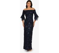Adrianna Papell Adrianna Papell Blue Sequin Lace Combo Column Gown Blue EU 34 (UK 6)