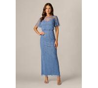 Adrianna Papell Adrianna Papell Blue Studio Bead Blouson Long Dress Blue EU 42 (UK 14)