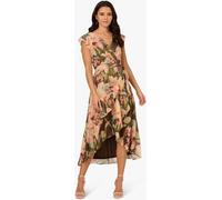 Adrianna Papell Adrianna Papell Brown Floral Print Hi Low Midi Dress Brown 18