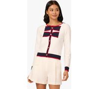 Adrianna Papell Adrianna Papell White Textured Contrast Double Bow Crop Pullover Sweater