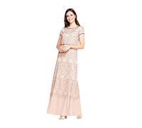 Adrianna Papell Blouson à Manches Courtes avec Perles Robe, Taupe/Rose, 44 Femme